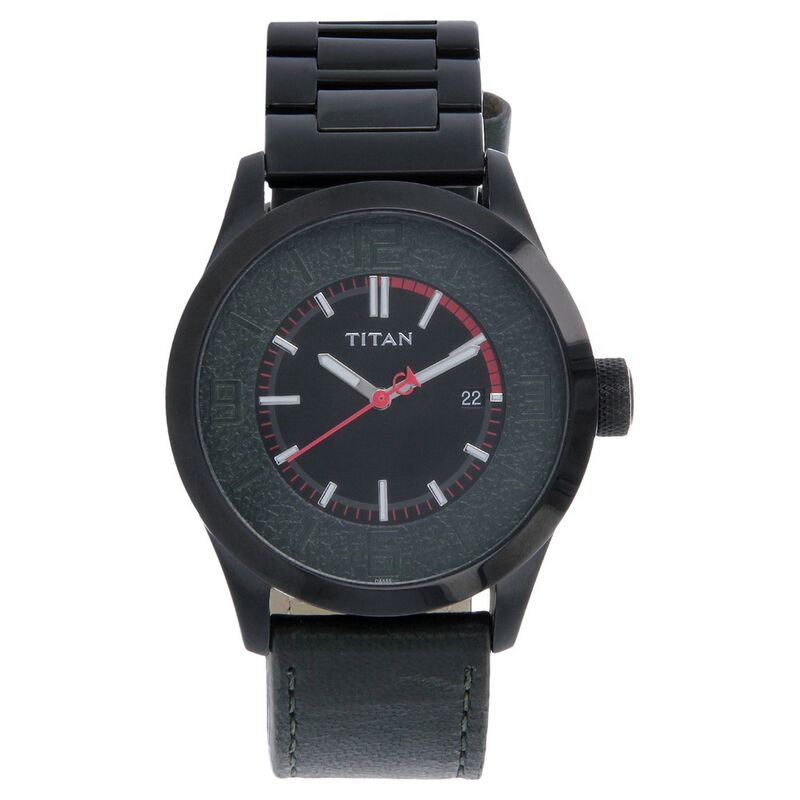 Titan Quartz Analog with Date Black Dial Bimetal Strap Watch for Men
