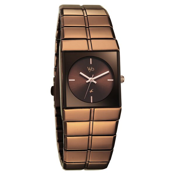 Vyb Nova By Fastrack Quartz Analog Brown Dial Brown Metal Strap Watch For Guys - image number 1