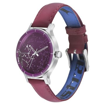 Fastrack Space Rover Quartz Analog Maroon Dial Leather Strap Watch for Girls
