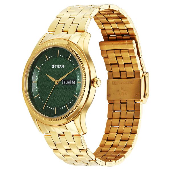 Titan Karishma Quartz Analog with Day and Date Green Dial Stainless Steel Strap Watch For Men - image number 2