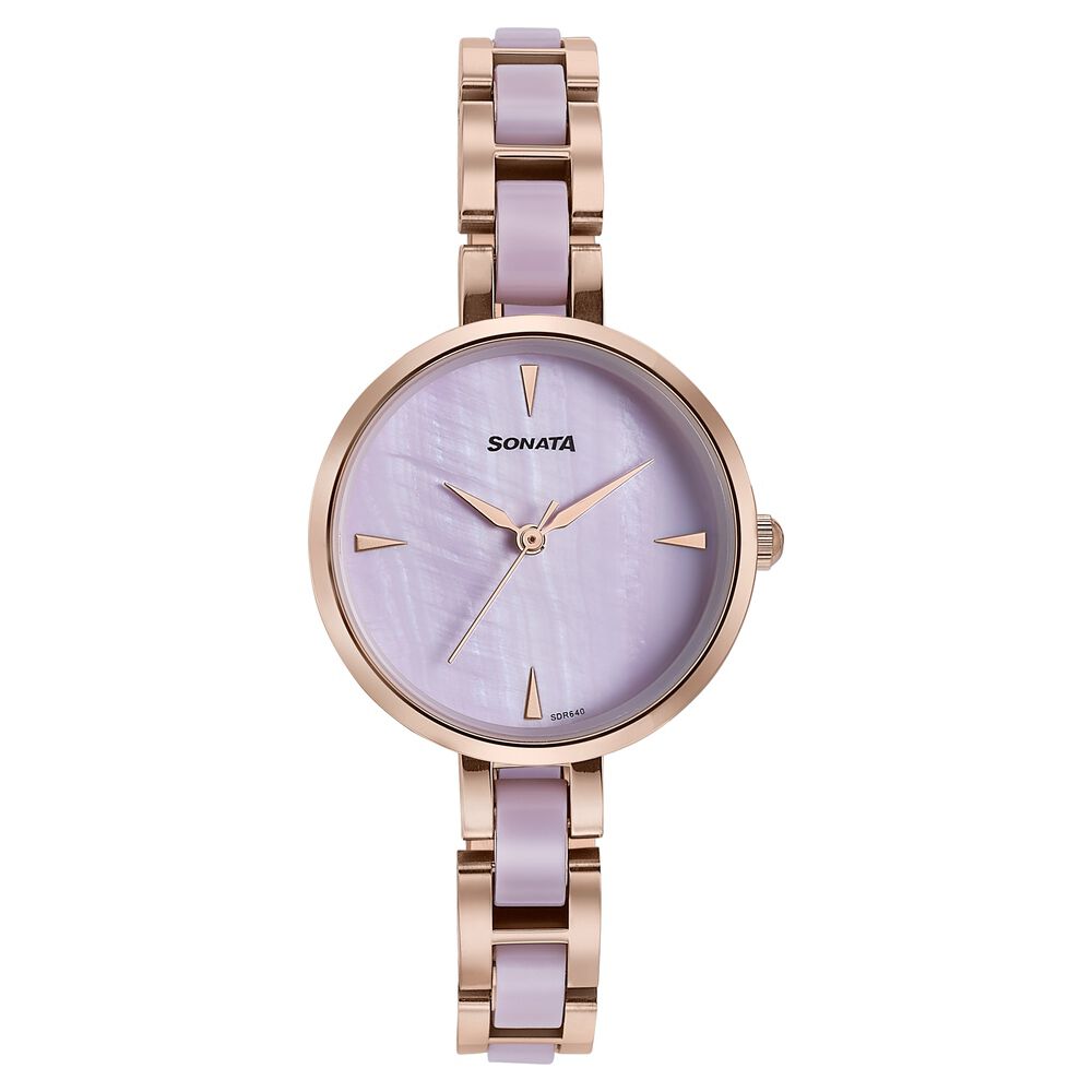 Sonata Wedding Edit Quartz Analog Purple Dial Stainless Steel With Acetate Strap Watch For Women-picture-32