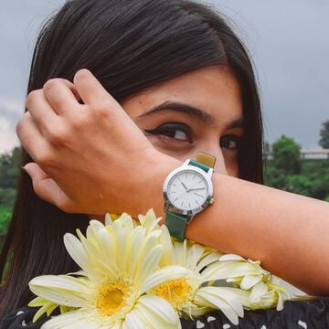 Sonata Splash White Dial Women Watch With Leather Strap