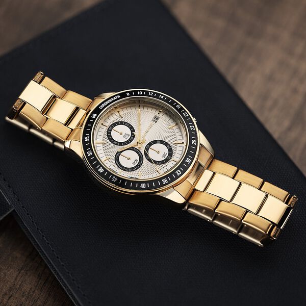 Sonata Chronos Quartz Analog with Date Silver Dial Golden Colour Stainless Steel Strap Watch For Men - image number 0