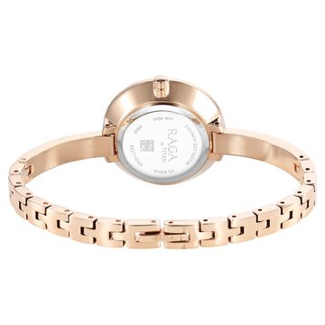 Titan Raga Showstopper Quartz Analog Silver Dial Rose Gold Metal Strap Watch For Women