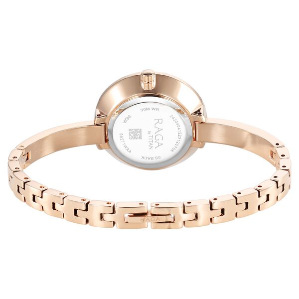 Titan Raga Showstopper Quartz Analog Silver Dial Rose Gold Metal Strap Watch For Women - image number 4