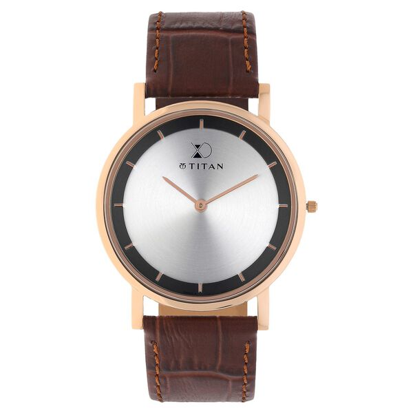 Titan Edge Xerxes Desai Quartz Analog Silver Dial Brown Leather Strap Watch For Unisex - image number 1