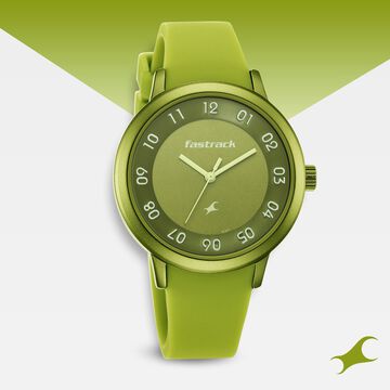 Pop Colours Green Dial Silicone Strap Watch for Girls