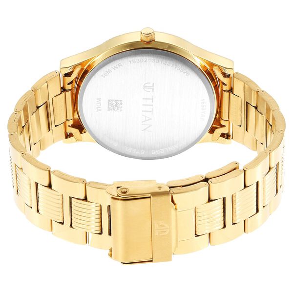Titan Quartz Analog Champagne Dial Stainless Steel Strap Watch for Men - image number 4