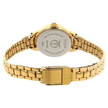 Titan Quartz Analog White Dial Stainless Steel Strap Watch for Women