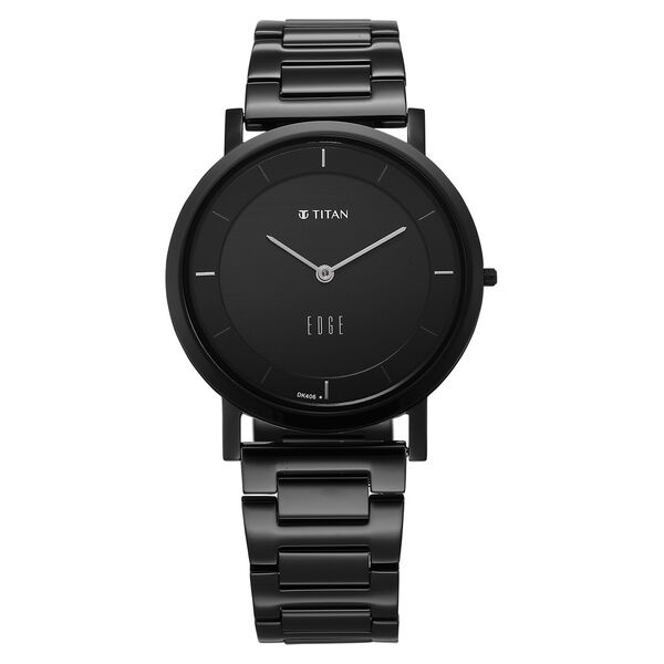 Titan Edge Quartz Analog Black Dial Black Stainless Steel Strap Watch For  Men