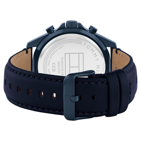 Tommy Hilfiger Multifunction Blue Dial Blue Color Leather Strap Watch For Men - image number 2