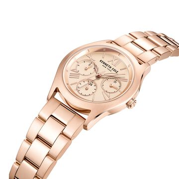 Kenneth Cole Quartz Multifunction Rose Gold Dial Stainless Steel Strap Watch for Women