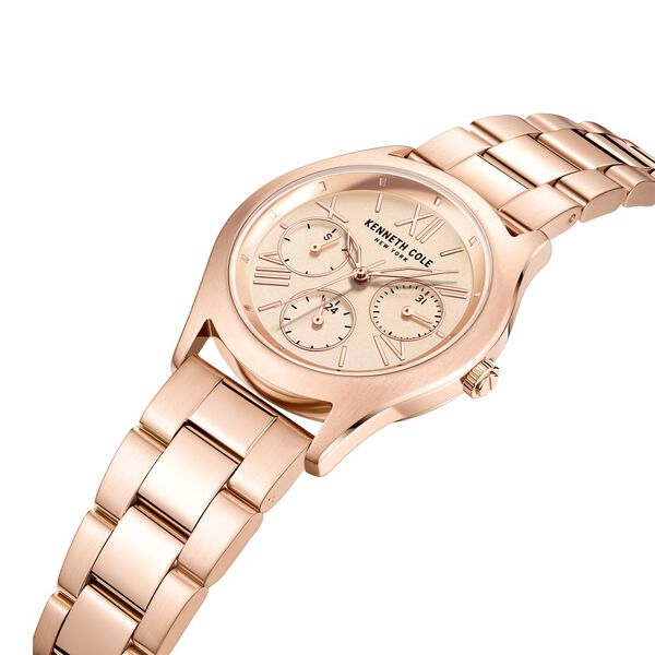 Kenneth Cole Quartz Multifunction Rose Gold Dial Stainless Steel Strap Watch for Women - image number 3