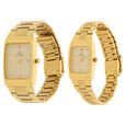 Titan Quartz Analog with Date Champagne Dial Stainless Steel Strap Watch for Couple - image number 1