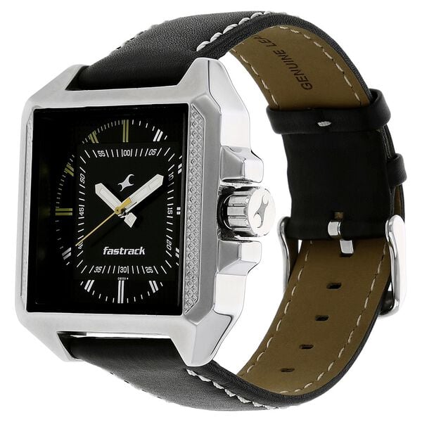 Fastrack Quartz Analog Black Dial Leather Strap Watch for Guys - image number 1