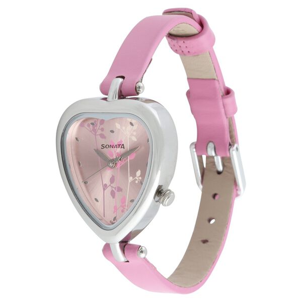 Sonata Quartz Analog Pink Dial Leather Strap Watch for Women - image number 1