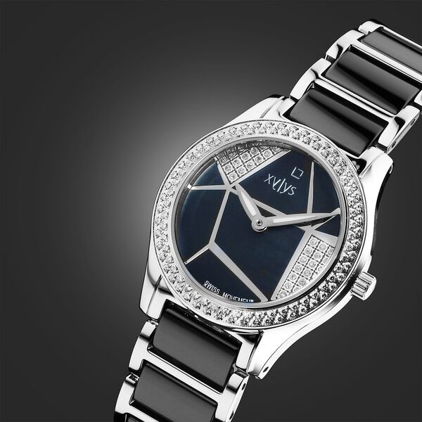 Xylys Shimmer Swiss Analog Steel & Ceramic Mother of Pearl Black Dial Watch for Women - image number 1