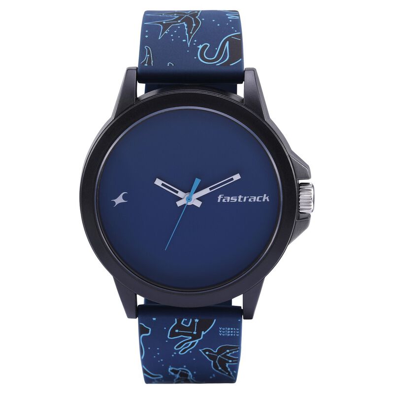 Fastrack Space Rover Quartz Analog Blue Dial Silicone Strap Unisex Watch
