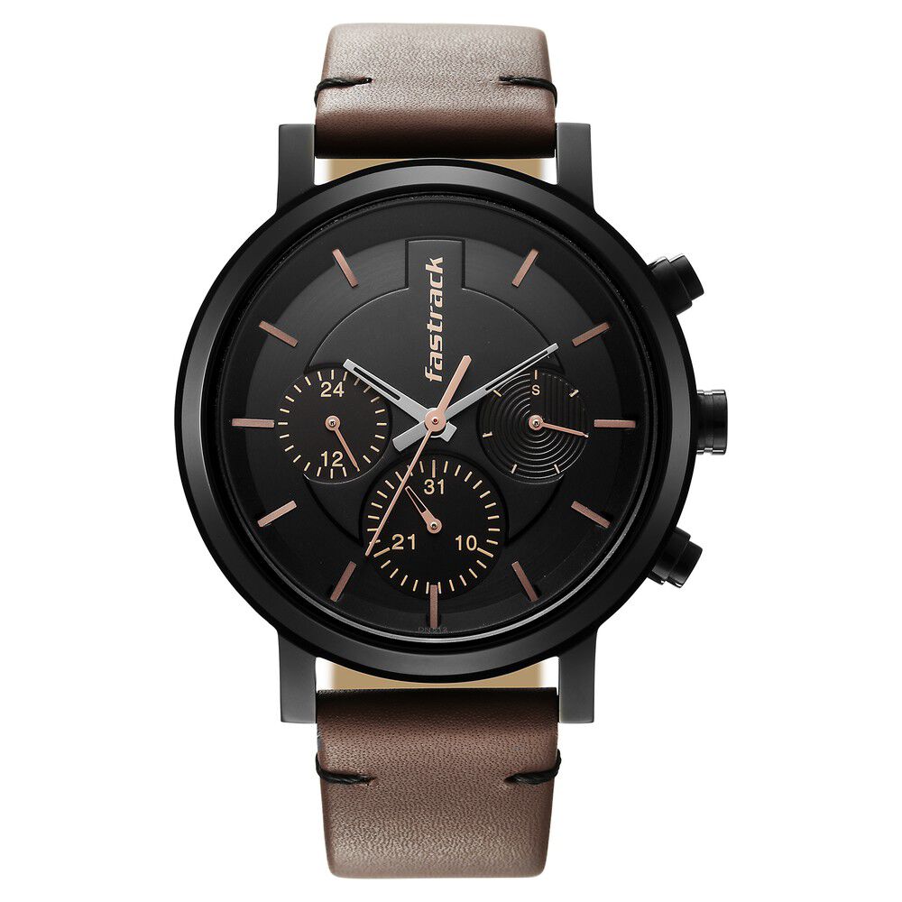Buy Online Fastrack Tick Tock Black Dial Watch for Guys 3287nl01 Titan