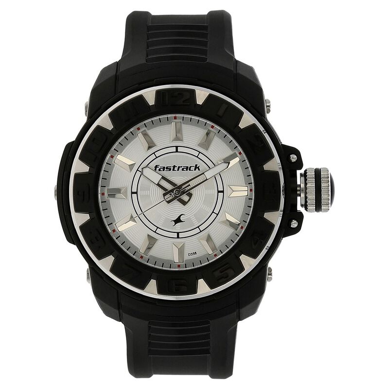 Fastrack Quartz Analog Silver Dial Plastic Strap Watch for Guys