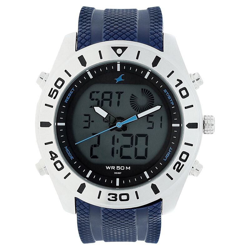 Fastrack Quartz Analog Digital Grey Dial Silicone Strap Watch for Guys - image number 0
