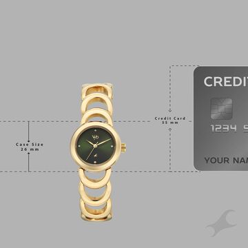 Vyb Bliss By Fastrack Quartz Analog Green Dial Golden Metal Strap Watch For Girls