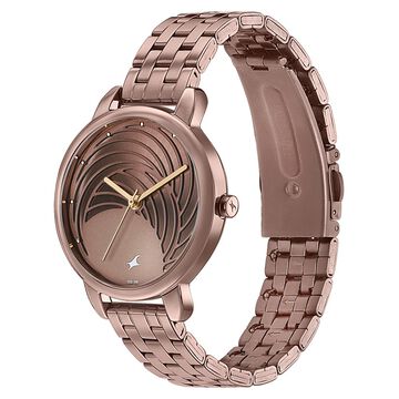 Fastrack Stunners Quartz Analog Brown Dial Stainless Steel Strap Watch for Girls