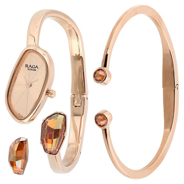 Titan Raga Espana Rose Gold Dial Analog Bimetal Strap watch for Women - image number 1