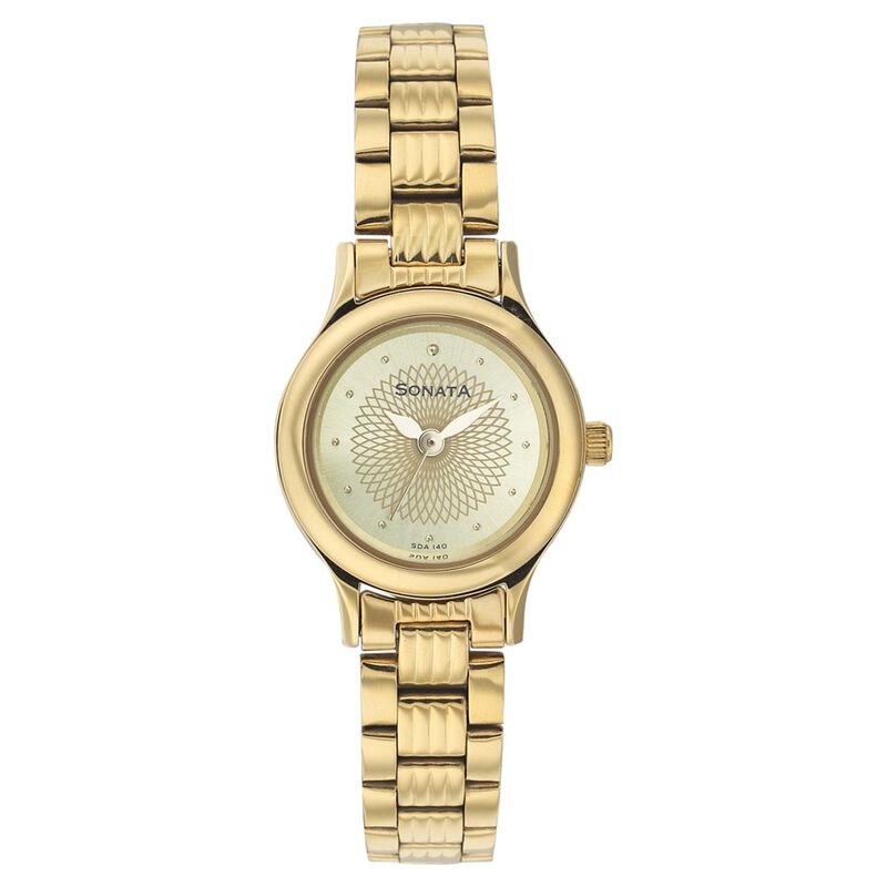 Sonata Quartz Analog Champagne Dial Strap Watch for Women