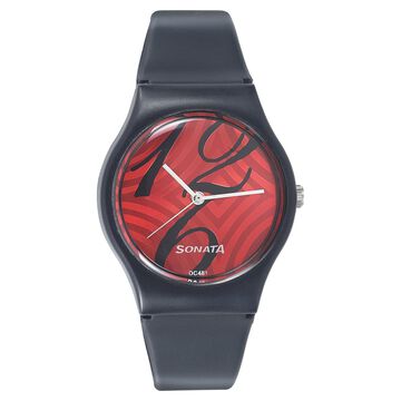 SF Quartz Analog Red Dial Plastic Strap Watch for Women