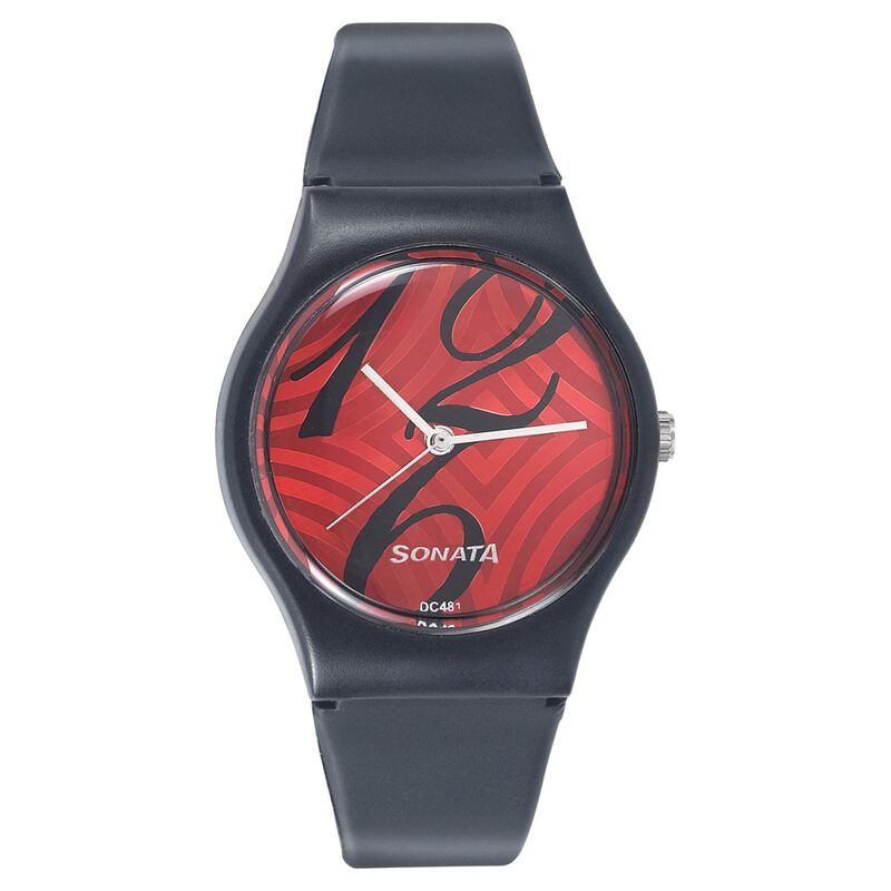 SF Quartz Analog Red Dial Plastic Strap Watch for Women