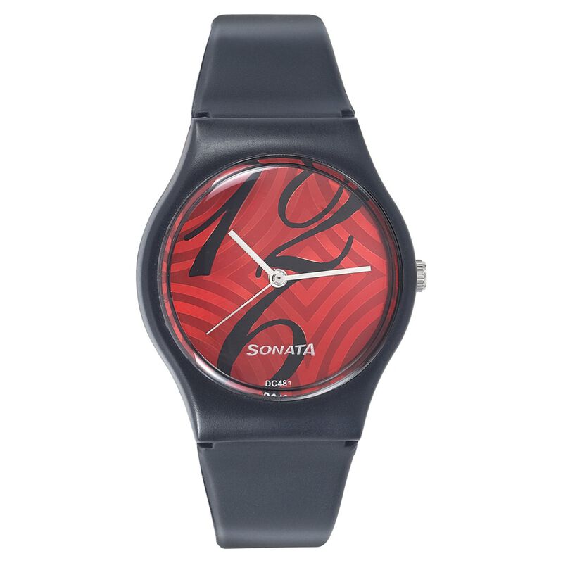 SF Quartz Analog Red Dial Plastic Strap Watch for Women - image number 0