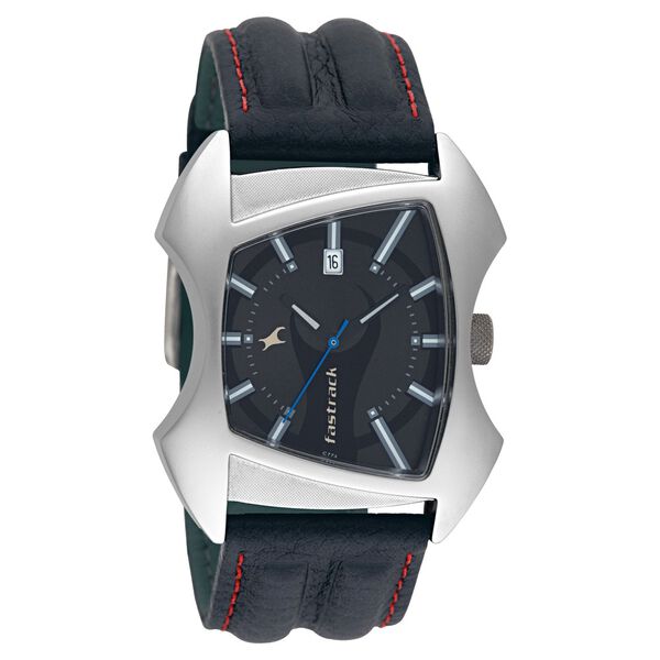 Fastrack Quartz Analog with Date Black Dial Leather Strap Watch for Guys - image number 0