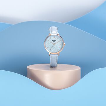 Sonata Poze Quartz Analog Blue Dial Blue Colour Leather Strap Watch For Women