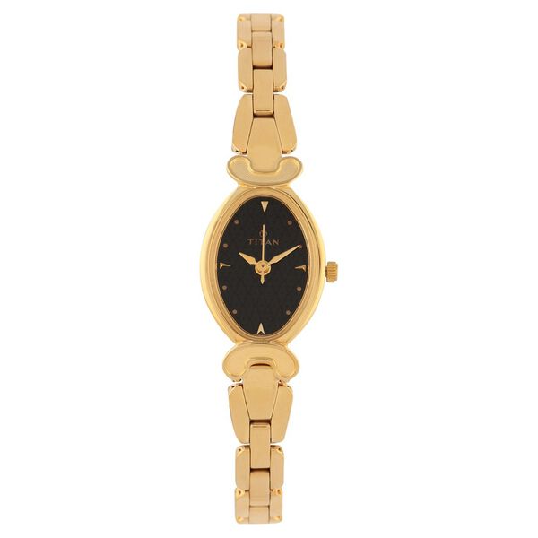 Titan Quartz Analog Black Dial Stainless Steel Strap Watch for Women - image number 0