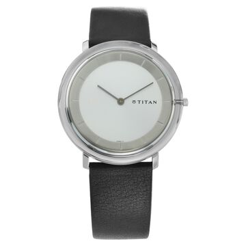 Titan Quartz Analog Silver Dial Leather Strap Watch for Men