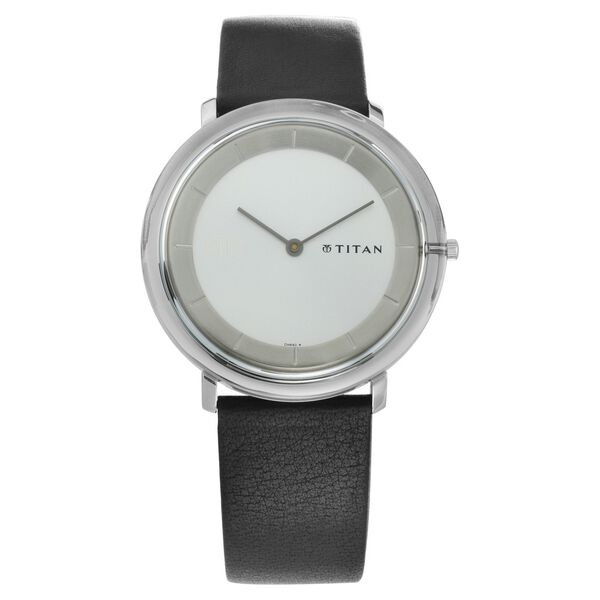 Titan Quartz Analog Silver Dial Leather Strap Watch for Men - image number 0