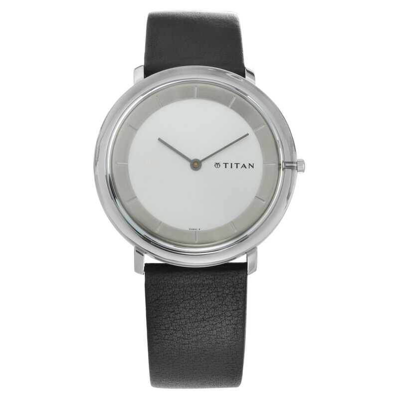 Titan Quartz Analog Silver Dial Leather Strap Watch for Men