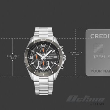 Octane Velocity Sporty Black Dial Round Stainless Steel Watch For Men