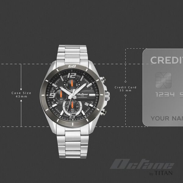 Octane Velocity Sporty Black Dial Round Stainless Steel Watch For Men - image number 3
