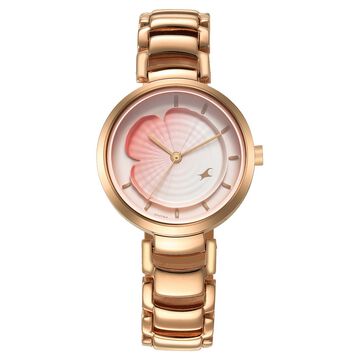 Fastrack Uptown Retreat Quartz Analog Pink Dial Metal Strap Watch for Girls