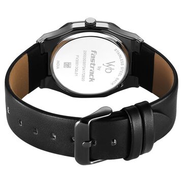 Fastrack Vyb Challenger Quartz Analog Black Dial Black Color Leather Strap Watch For Guys