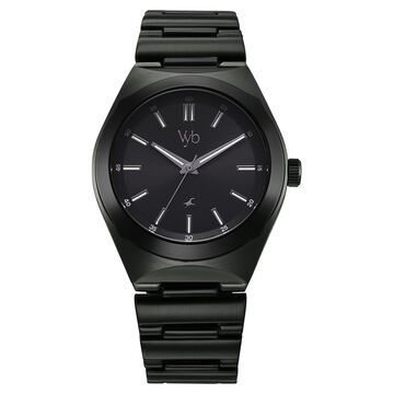 Vyb Arcane By Fastrack Quartz Analog Black Dial Metal Strap Watch For Guys