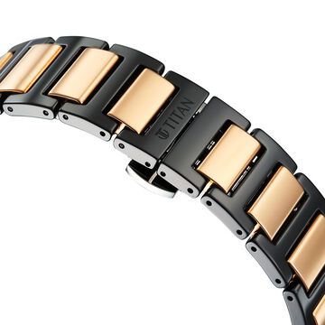 Titan Edge Ceramic Quartz in Midnight Gold with Black Dial Watch for Men