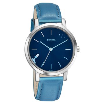 Sonata Play Blue Dial Women Watch With Leather Strap