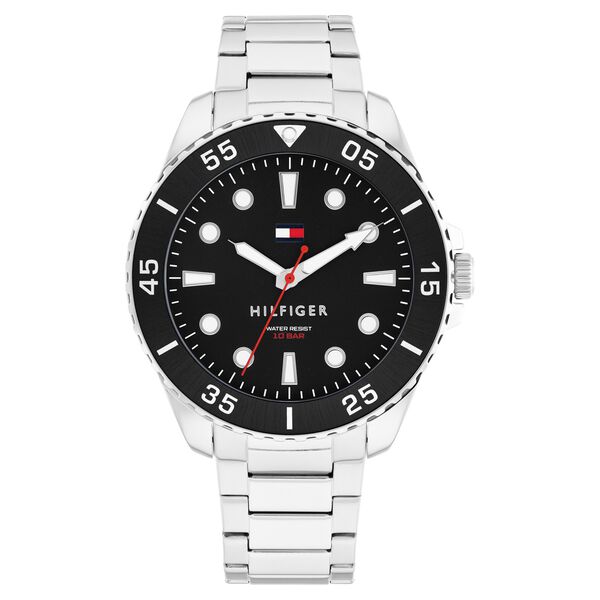 Tommy Hilfiger Quartz Analog Black Dial Silver Stainless Steel Strap Watch For Men - image number 0