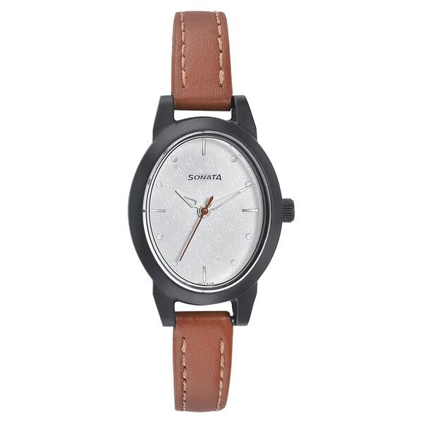 Sonata Essentials White Dial Women Watch With Leather Strap - image number 0