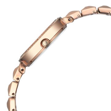 Fastrack Vyb Enigma Quartz Analog Mother of Pearl Dial Rose Gold Color Metal Strap Watch For Girls