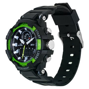 Zoop Bolt Ana Digi Watch with Black and Green Multi Color Case and Black Color Strap for Boys Kids, from House of Titan