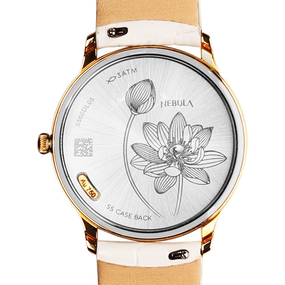 @ Buy Online Titan Nebula Lotus 18 KT Gold Quartz Analog White